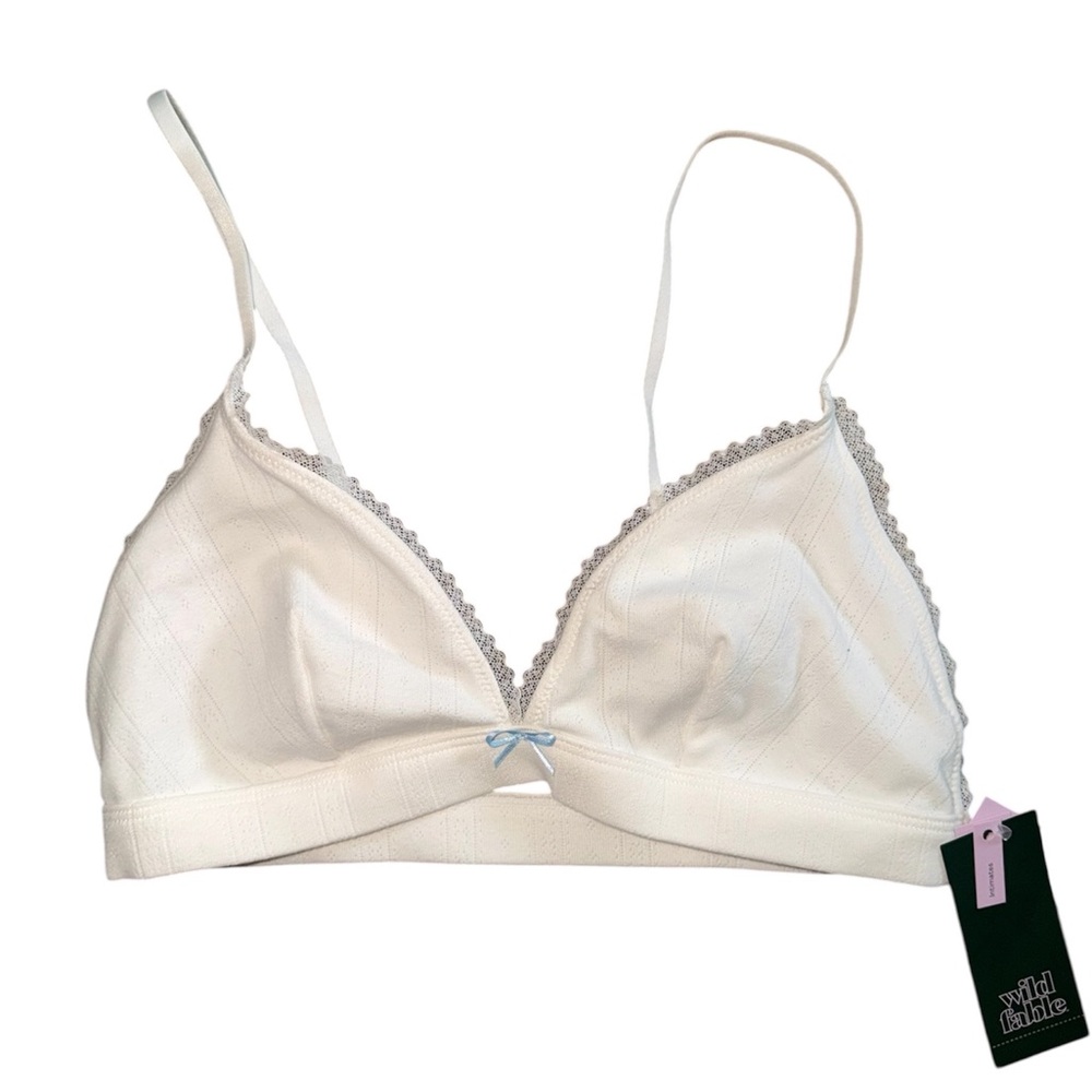Wild Fable Cream Lace-Trim Bralette